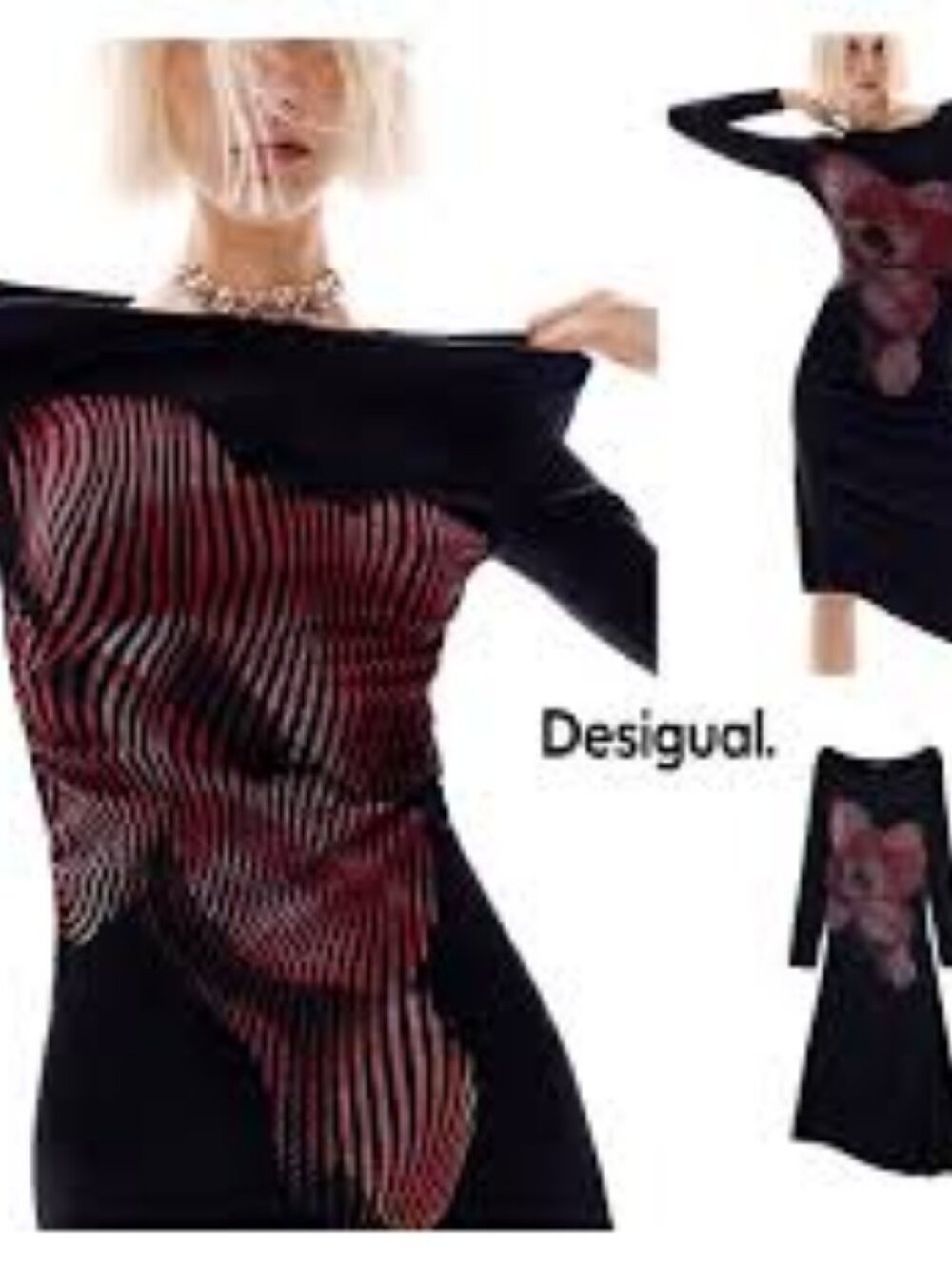 38-B2 NWT DESIGUAL PLACED FLORAL LONG SLEEVE DRESS